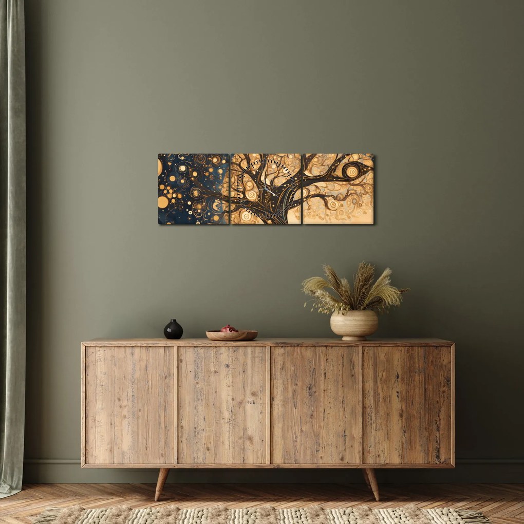 Obraz – Surrealistický strom (s hodinami) (90x30 cm)