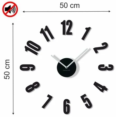 Čierne nalepovacie hodiny do spálne