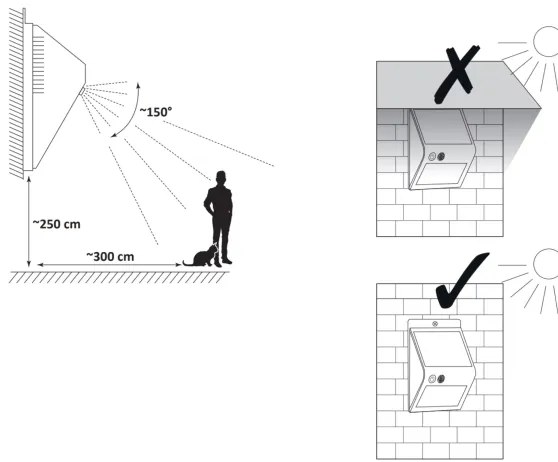 LED solárne nástenné svietidlo so senzorom LED/2,2W/3,7V 2200 mAh IP44