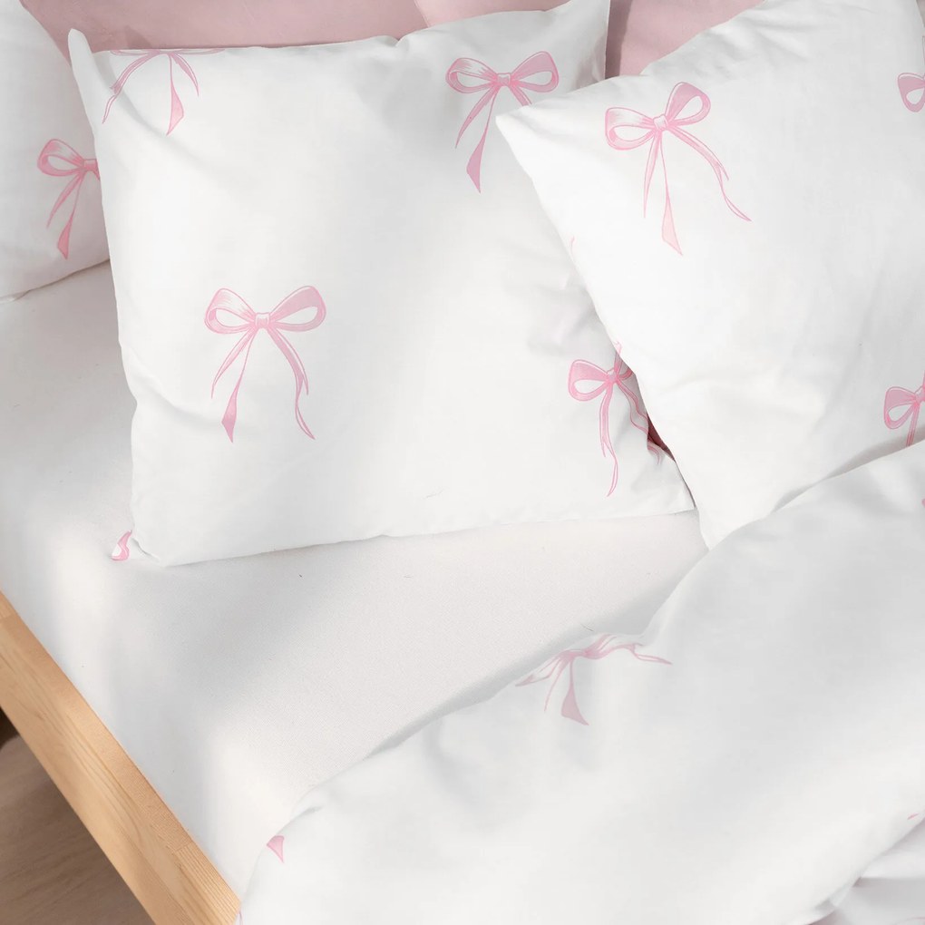 Goldea bavlnená obliečka na vankúš - ružové mašličky 40 x 40 cm