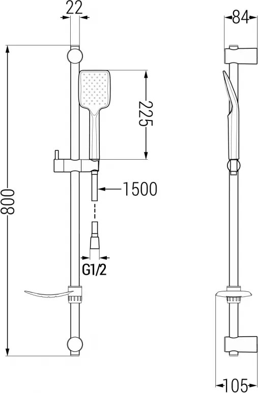 Mexen sprchový set DF62, grafit, 785624582-66