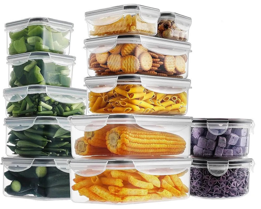 24 dielna plastová sada dóz na uchovávanie čerstvých potravín