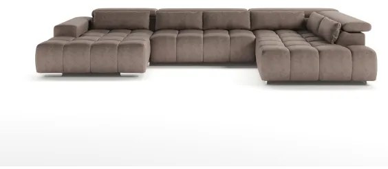 Rohová sedacia súprava do U TROPEA pravá, béžová, s opierkami hlavy