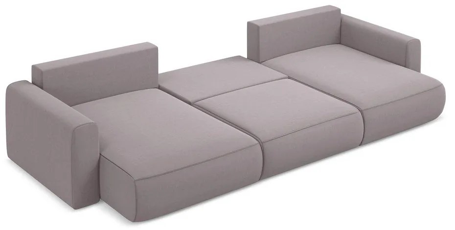 Zamatová rozkladacia/s úložným priestorom rohová pohovka v levanduľovej farbe (do tvaru "U") Kapua – Makamii