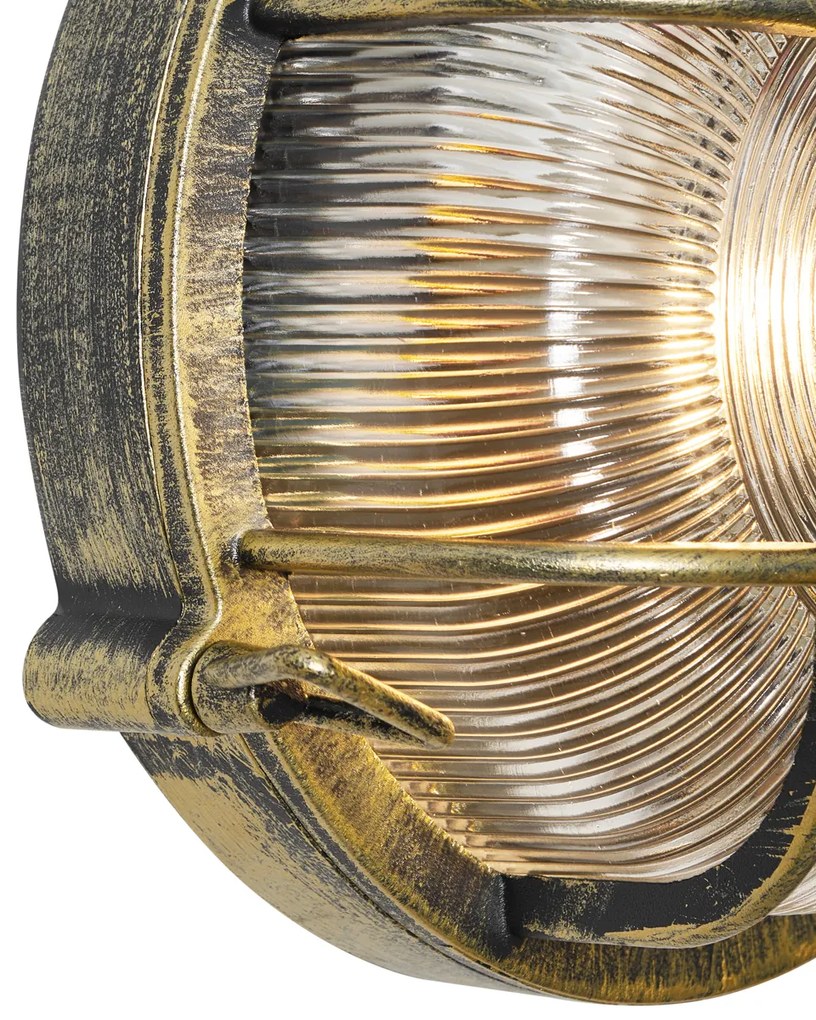 Vonkajšie nástenné a stropné svietidlo antické zlato okrúhle IP44 - Noutica