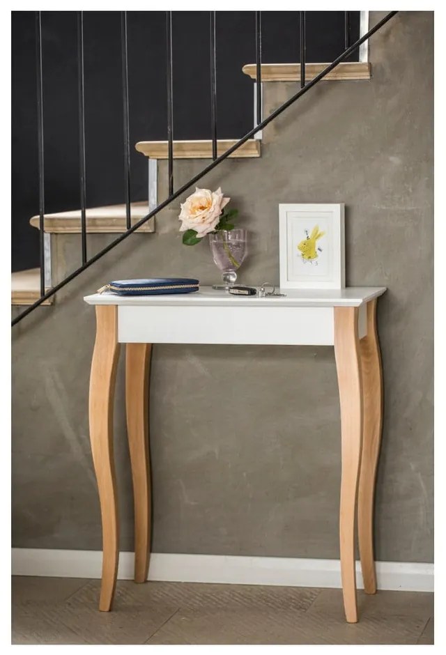 Biely konzolový odkladací stolík Ragaba Console, dĺžka 65 cm