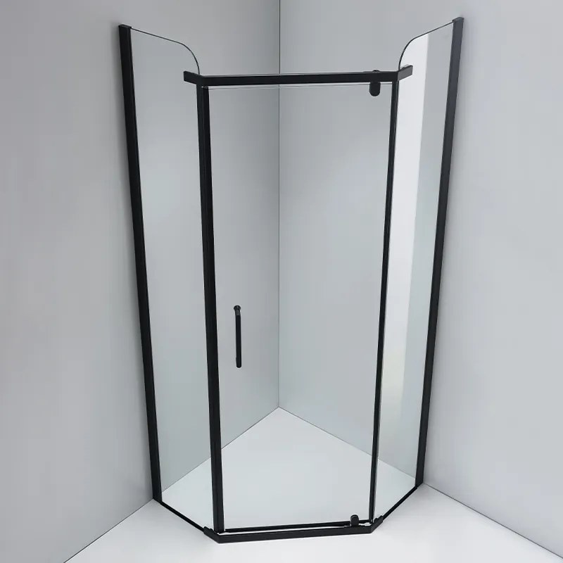 BPS-koupelny Päťuholníkový sprchový kút KZ91B BL 90x90 čierna/transparent - bez vaničky