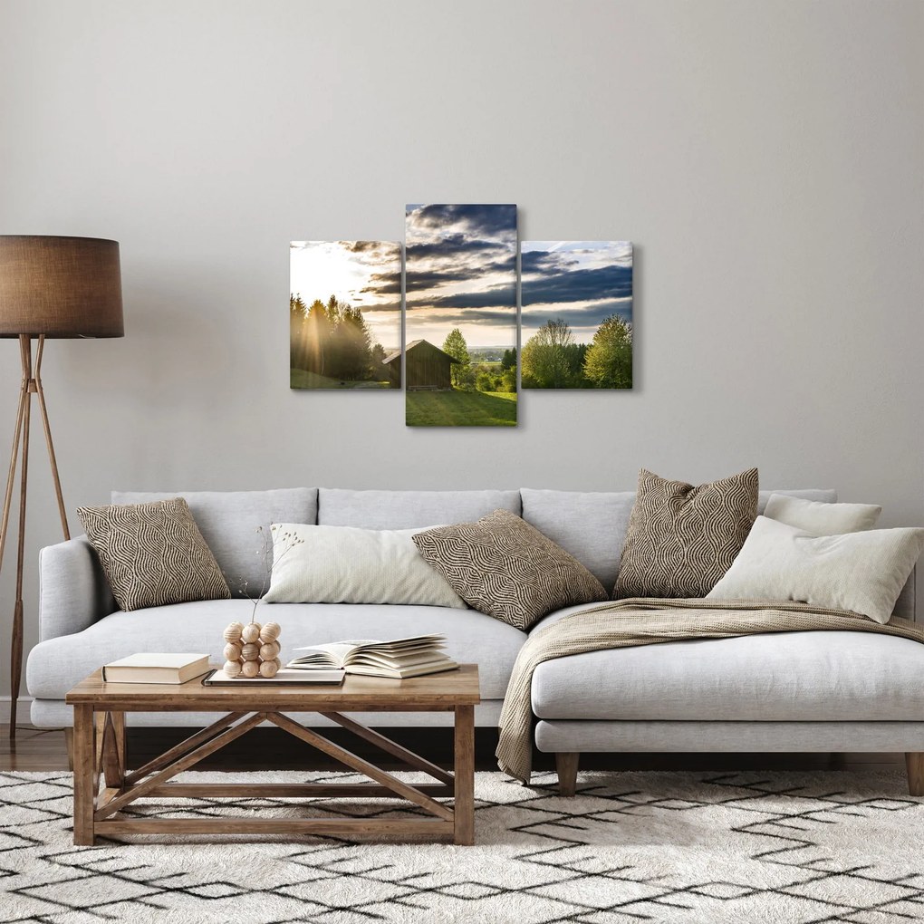 Obraz lesnej chaty (90x60 cm)
