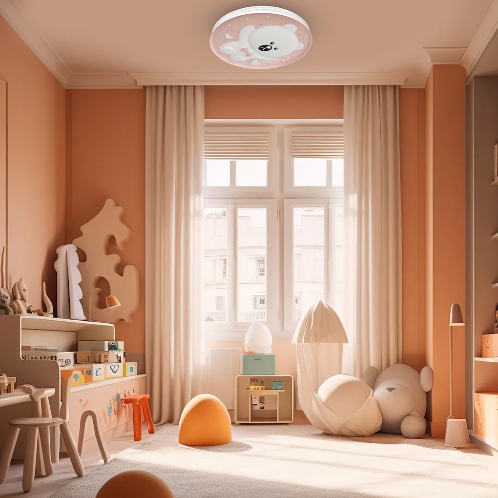 Detské stropné LED svietidlo Bear, 1x LED 34w, 4000k, p