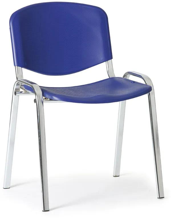 Plastová stolička ISO, zelená, konštrukcia chrómovaná
