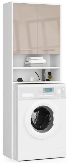 Kúpeľňová skrinka nad práčku FIN 2D biela / cappuccino, lesk