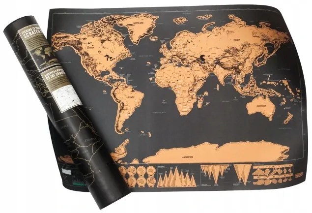 Verk 18183 Veľká Stieracie mapa sveta s vlajkami Deluxe 82 x 59 cm čierna