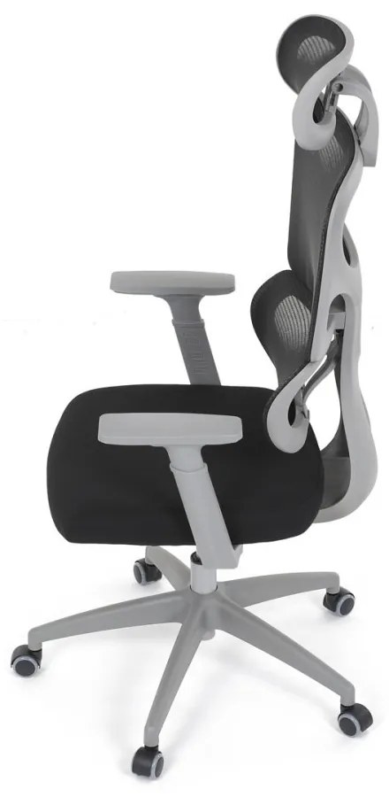 Kancelárska ergonomická stolička GRANT II — sieť, látka, sivá/čierna