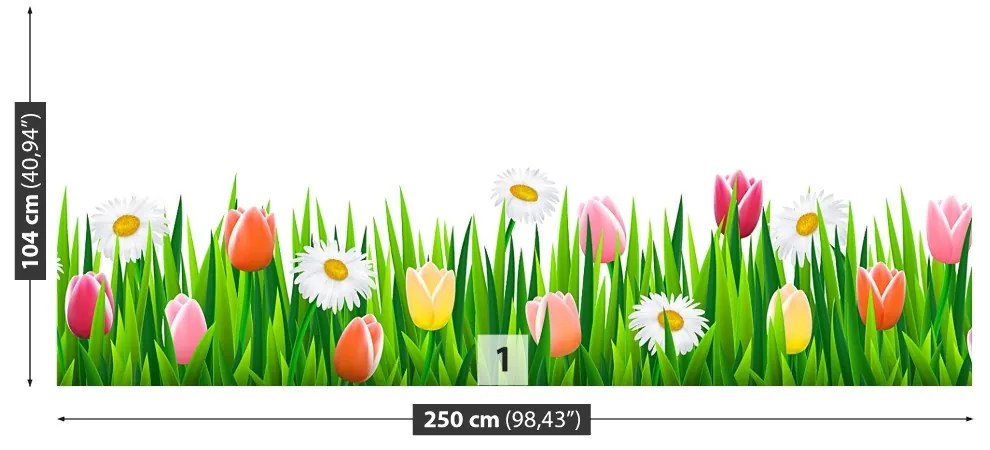 Fototapeta Vliesová Tulipány tráva 152x104 cm