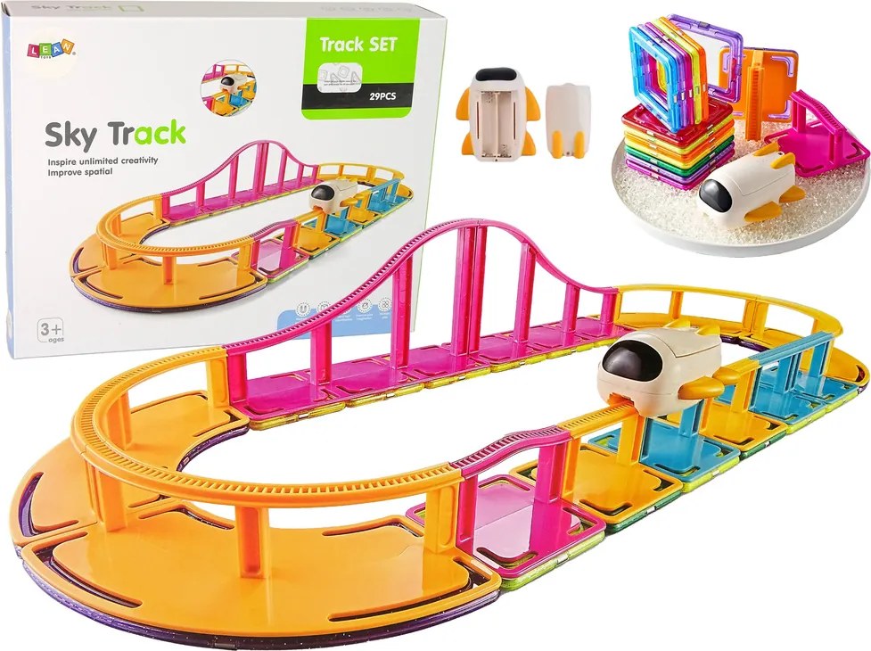 LEAN Toys Magnetická stavebnica Nebeská dráha 29 dielikov