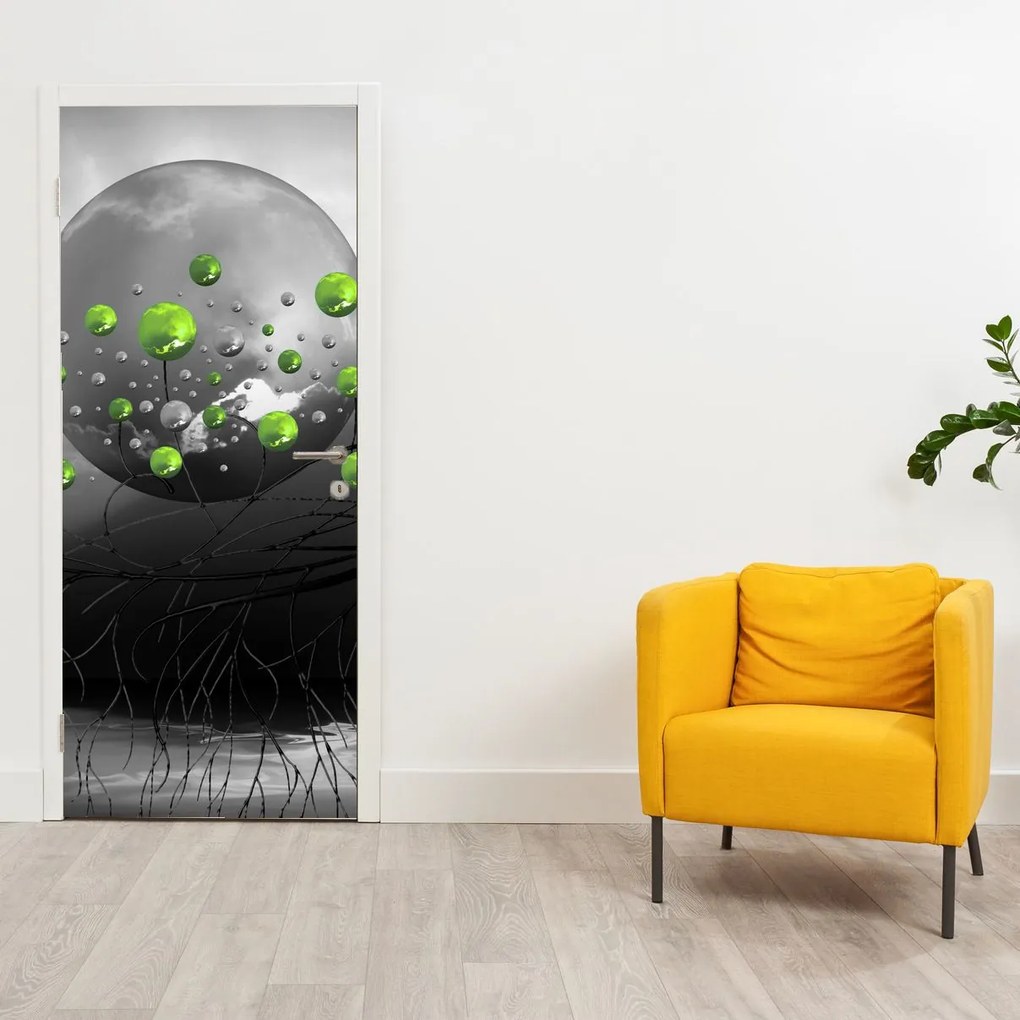 Fototapeta na dvere - Zelené abstraktné gule (95x205cm)