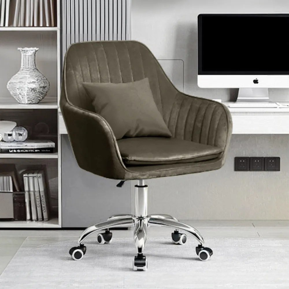 Kancelárske kreslo Klian - sivohnedá taupe (Velvet) / chróm