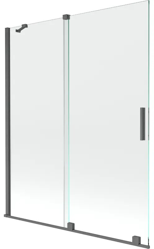 Mexen Velar, 2-krídlová posuvná vaňová zástena 140 x 150 cm, 8mm číre sklo, grafitový matný profil, 896-140-000-01-66