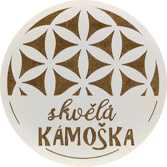AMADEA Drevený podtácok okrúhly text "skvelá kamoška", priemer 10,5 cm, český výrobok
