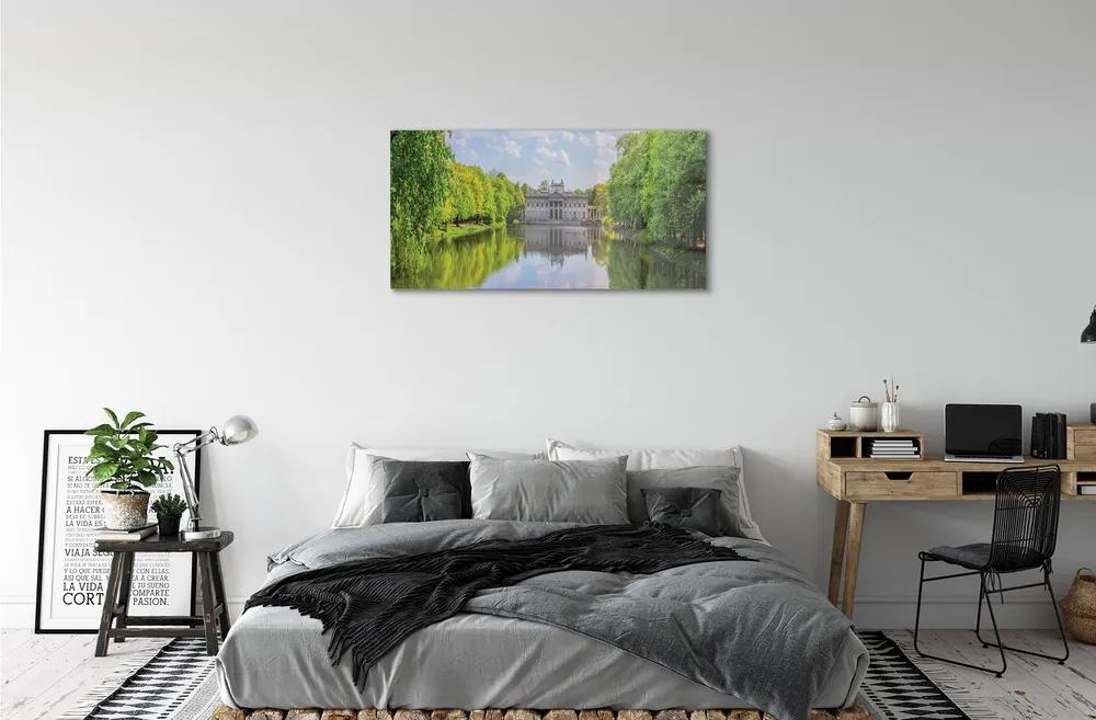 Sklenený obraz Varšavský Palác lesného jazera 140x70 cm