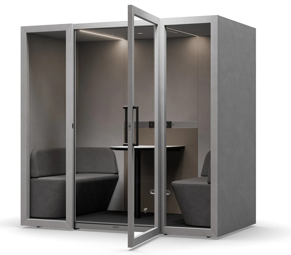 Akustická kancelárska kabína INBOX pre 4 osoby 2200 × 2200 × 1220 mm