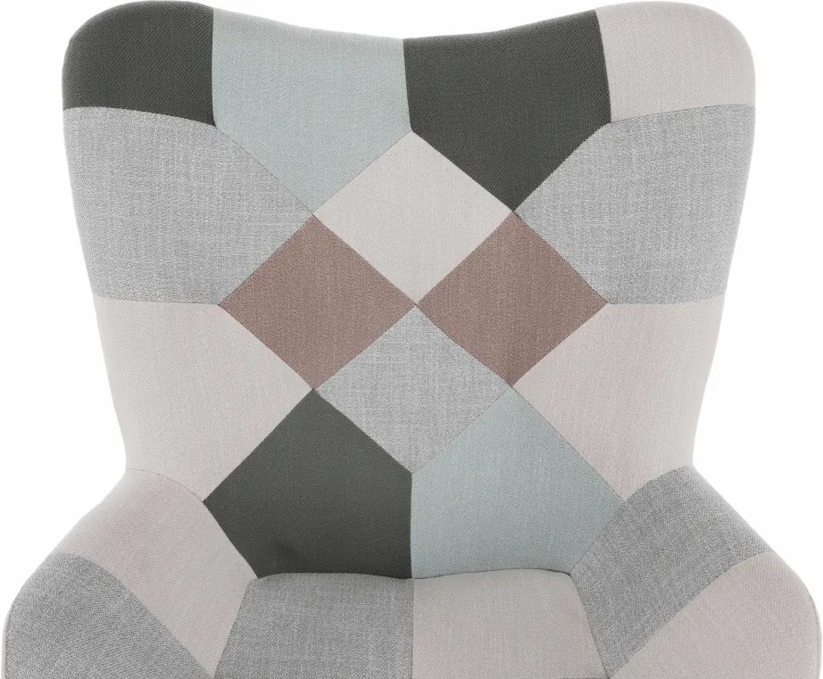 Hojdacie kreslo Geron - zelenobiely patchwork / biela / buk