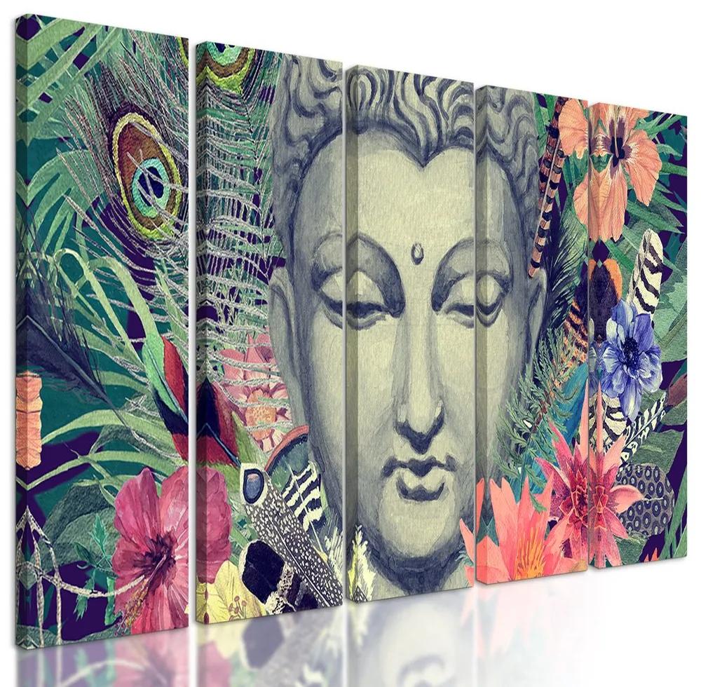 5-dielny obraz Budha v tropickej džungli