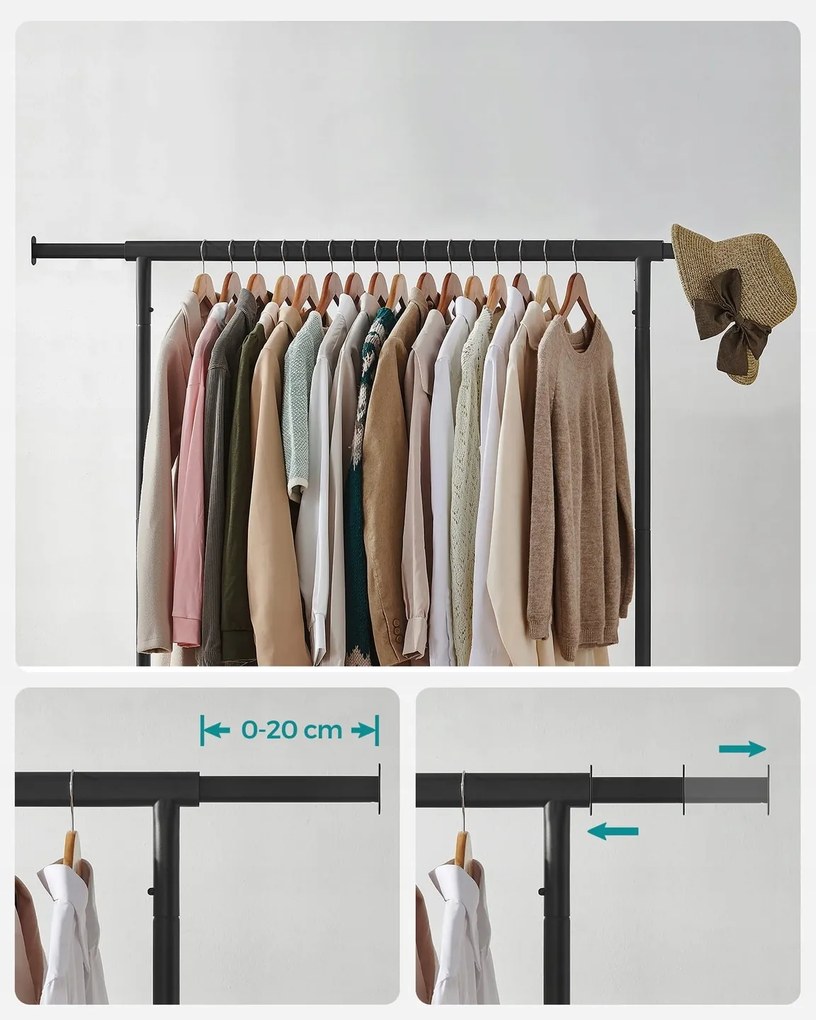 Pojízdný stojan na oblečení Fabio černý