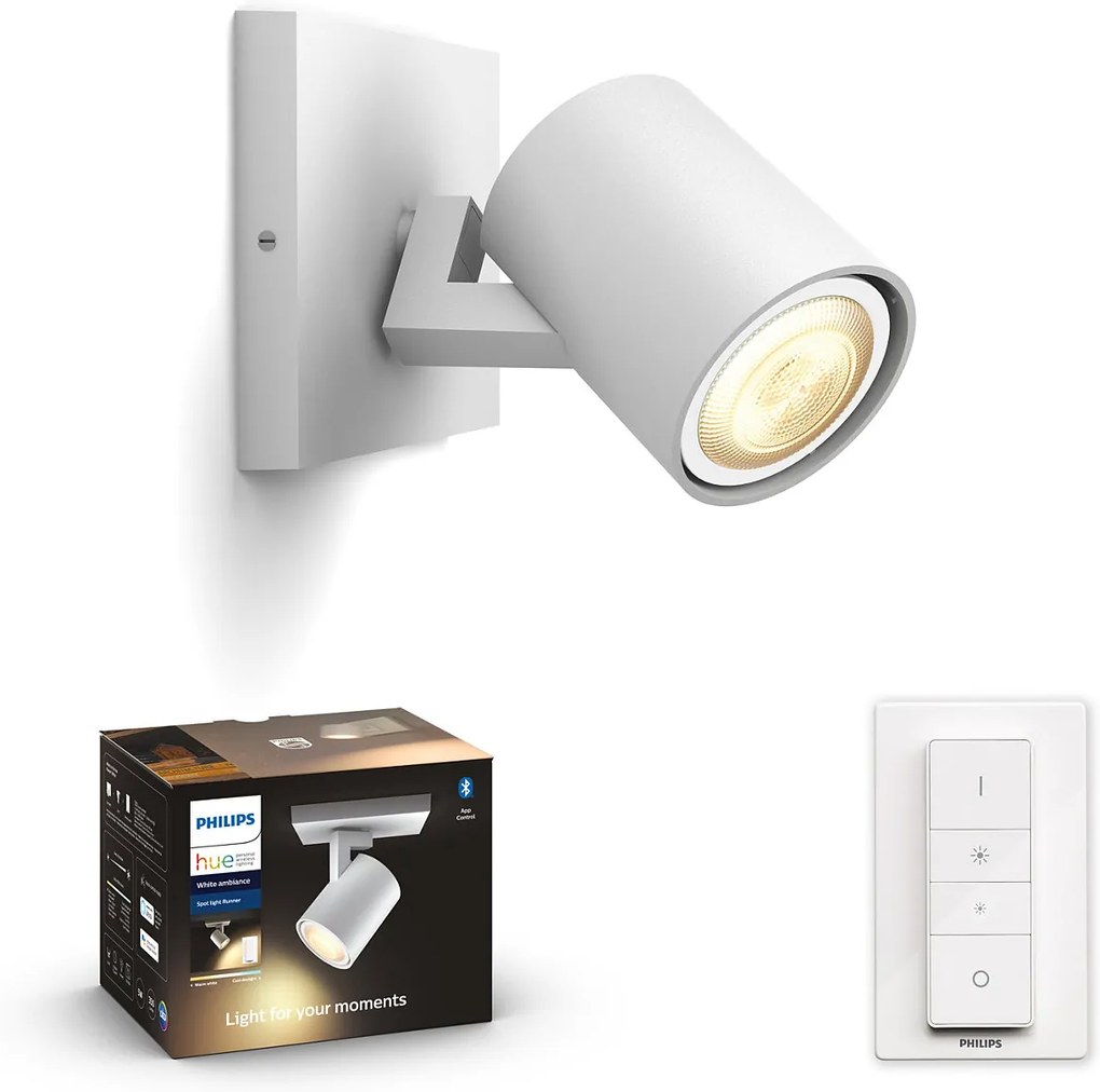 Philips HUE White Ambiance 53090/31/P6 Runner spot 1xGU10 5.5W/250lm 2200-6500K +SWITCH biela Bluetooth