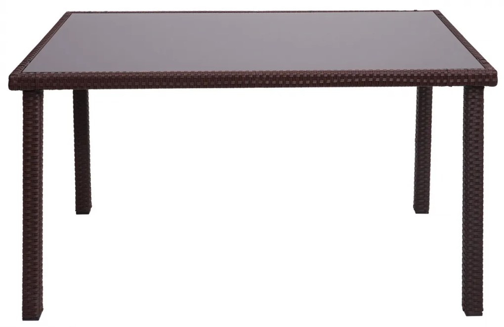 Záhradný stôl HWC-G19, polyratan,120x75cm - hnedá