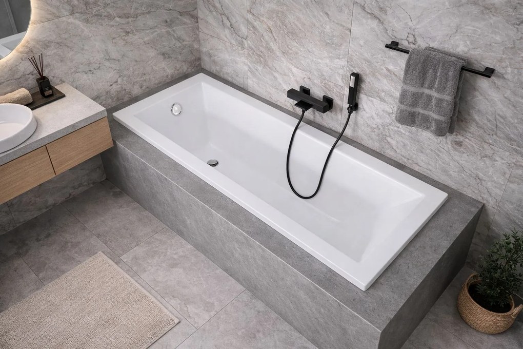 Erga Pureline-S, vaňa 1400x700x400 mm bez nožičiek, biela lesklá, ERG-V07-PURELINE-S-140x070-WH