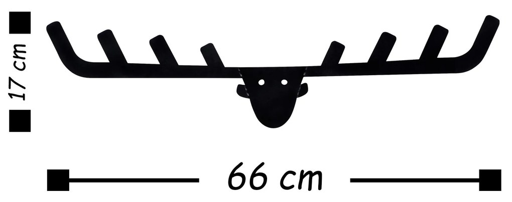 Nástenný kovový vešiak Antler 66 cm čierny