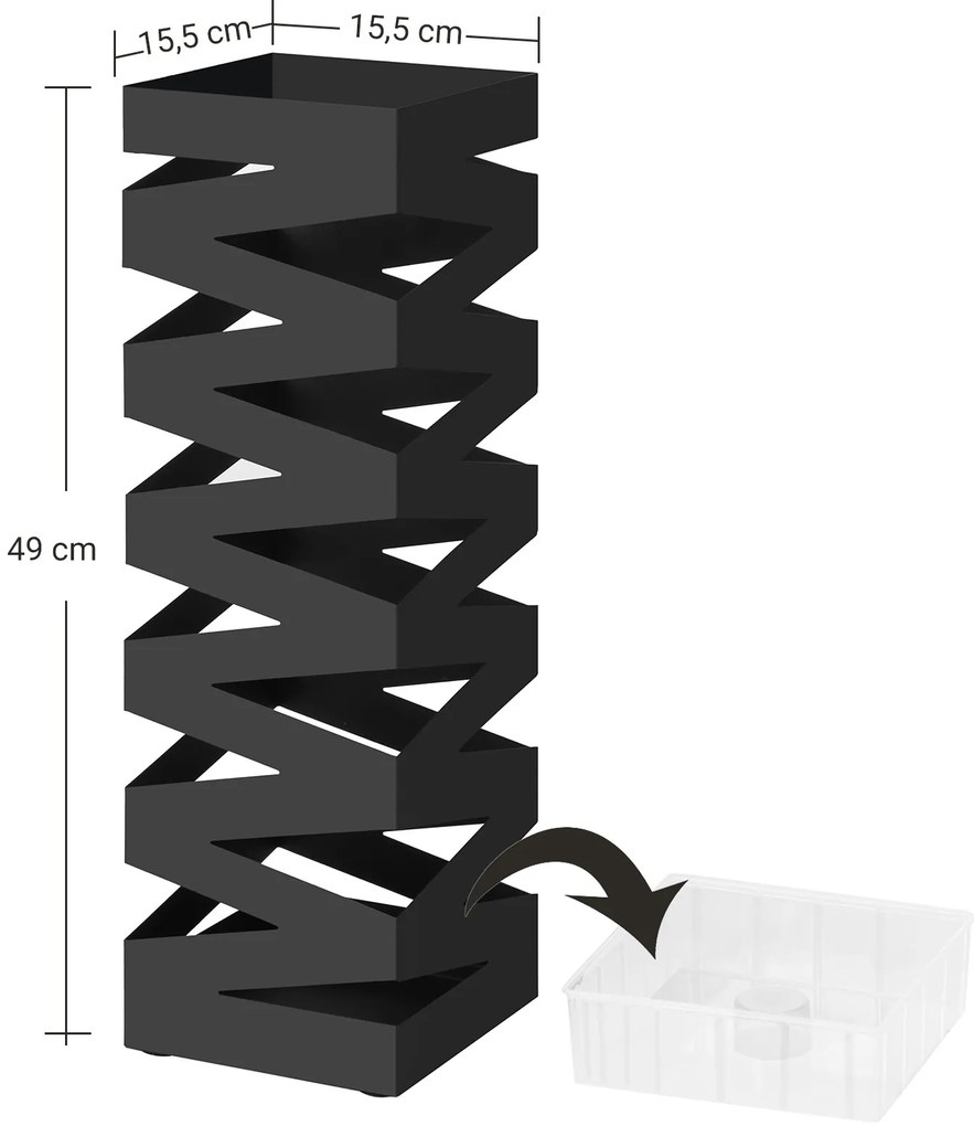 Kovový stojan na dáždniky Loft Black, 49x15,5 cm