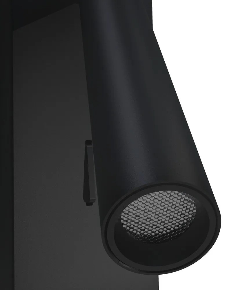 Čierne nástenné svietidlo SULION Clara, výška 16,5 cm