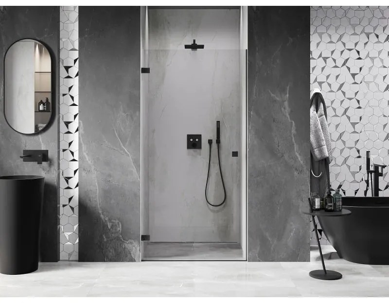 Mexen, Mexen Lunar-B Otočné ľavé sprchové dvere 100 cm, transparentné, čierne - 832-100-000-70-00-L