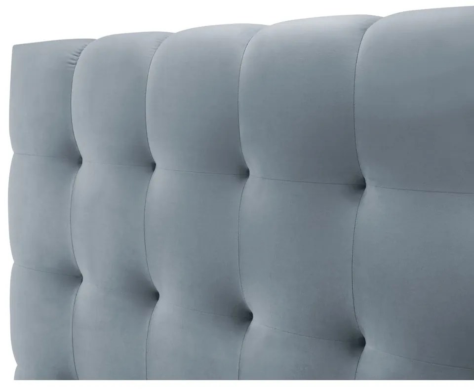 Svetlomodrá čalúnená dvojlôžková posteľ s úložným priestorom s roštom 200x200 cm Bali – Cosmopolitan Design
