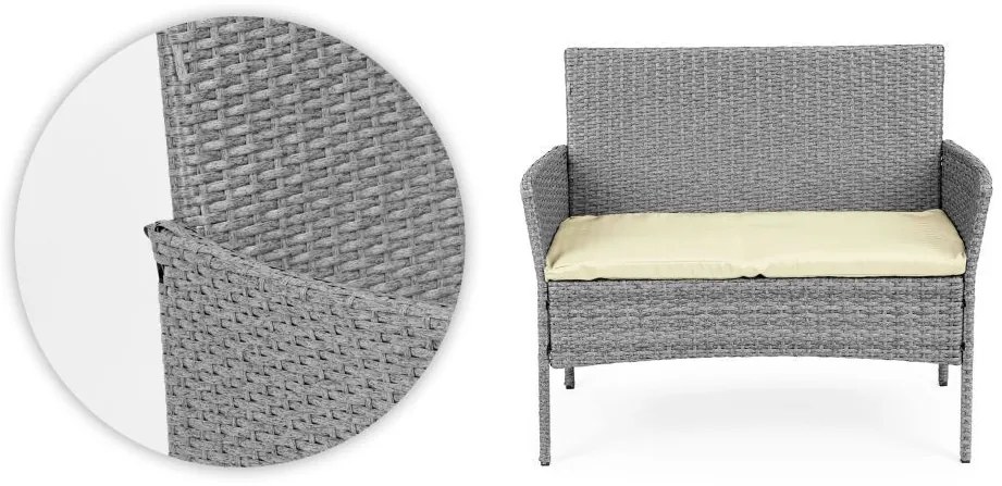 ZÁHRADNÝ SET CONO ŠEDÝ POHOVKA + 2 x KRESLO + STÔL