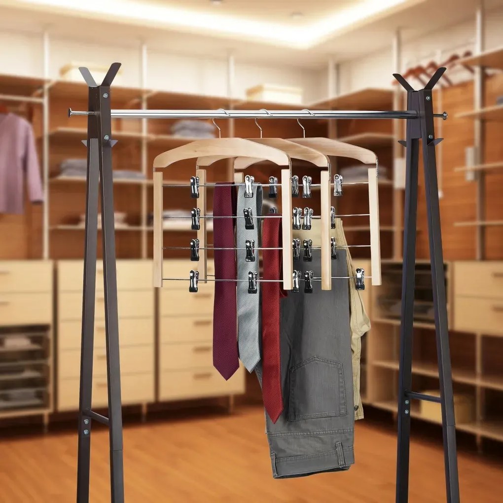 Zeller Present Drevený vešiak s klipmi na nohavice a sukne, 4 úrovne