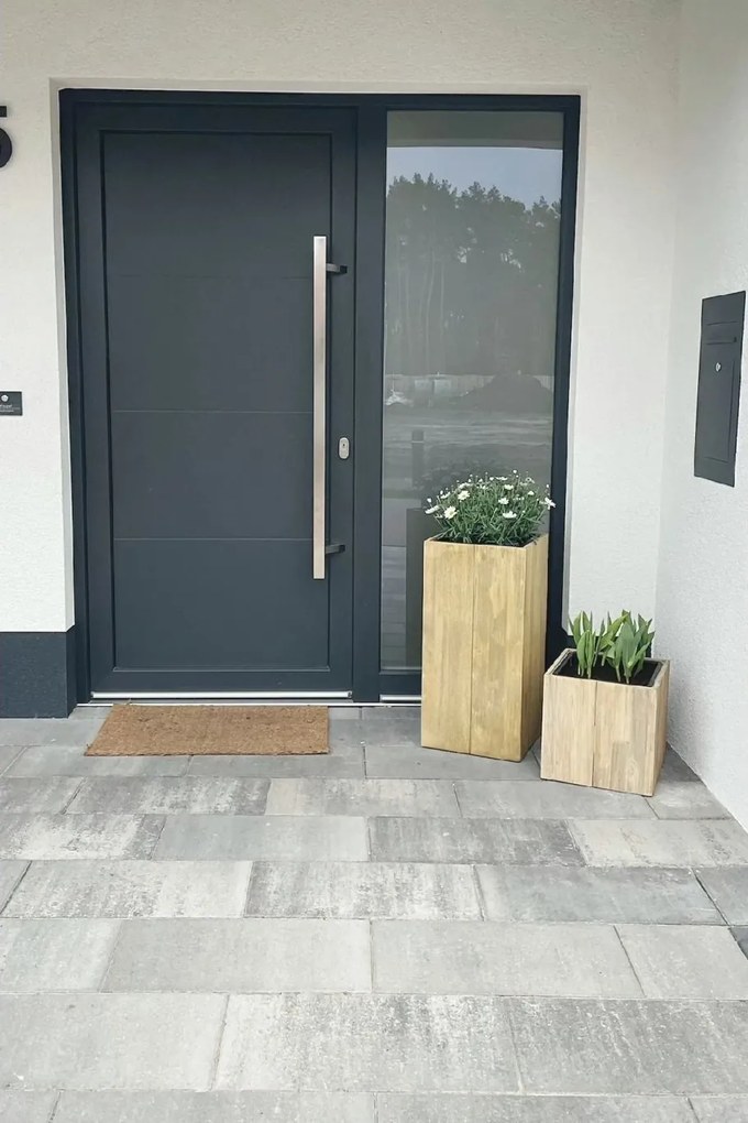 Kvetináč BLOCK, výška 33 cm, akácie, hnedý