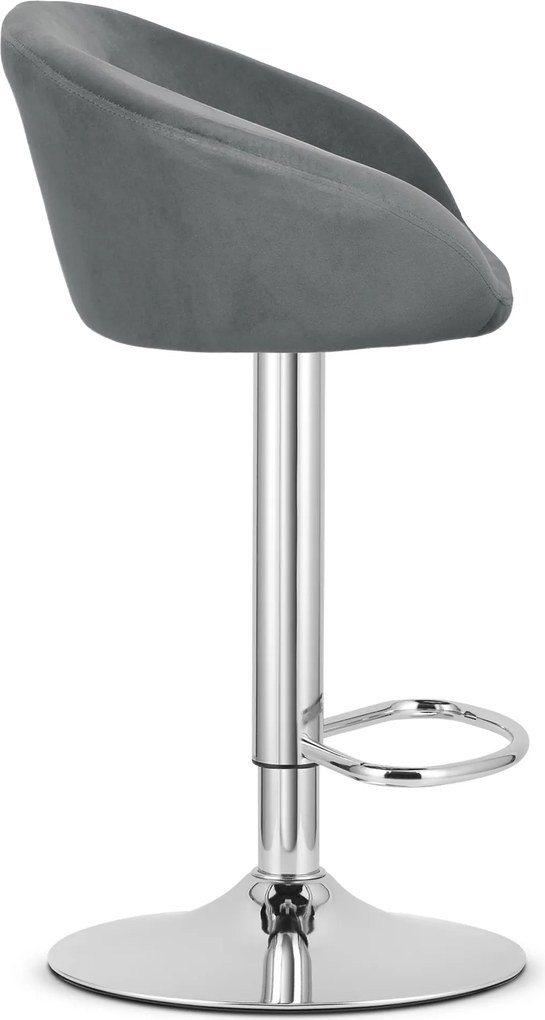 Sada 2 barových stoličiek EAST sivý zamat / chromovaná podnož