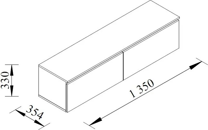 Závesná TV skrinka Asko Living, 135 cm, dub artisan/biela