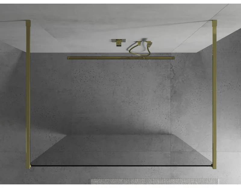 Mexen Kioto, sprchová zástena Walk-In 155 x 200 cm, 8mm číre sklo, zlatý lesklý profil, 800-155-002-50-00
