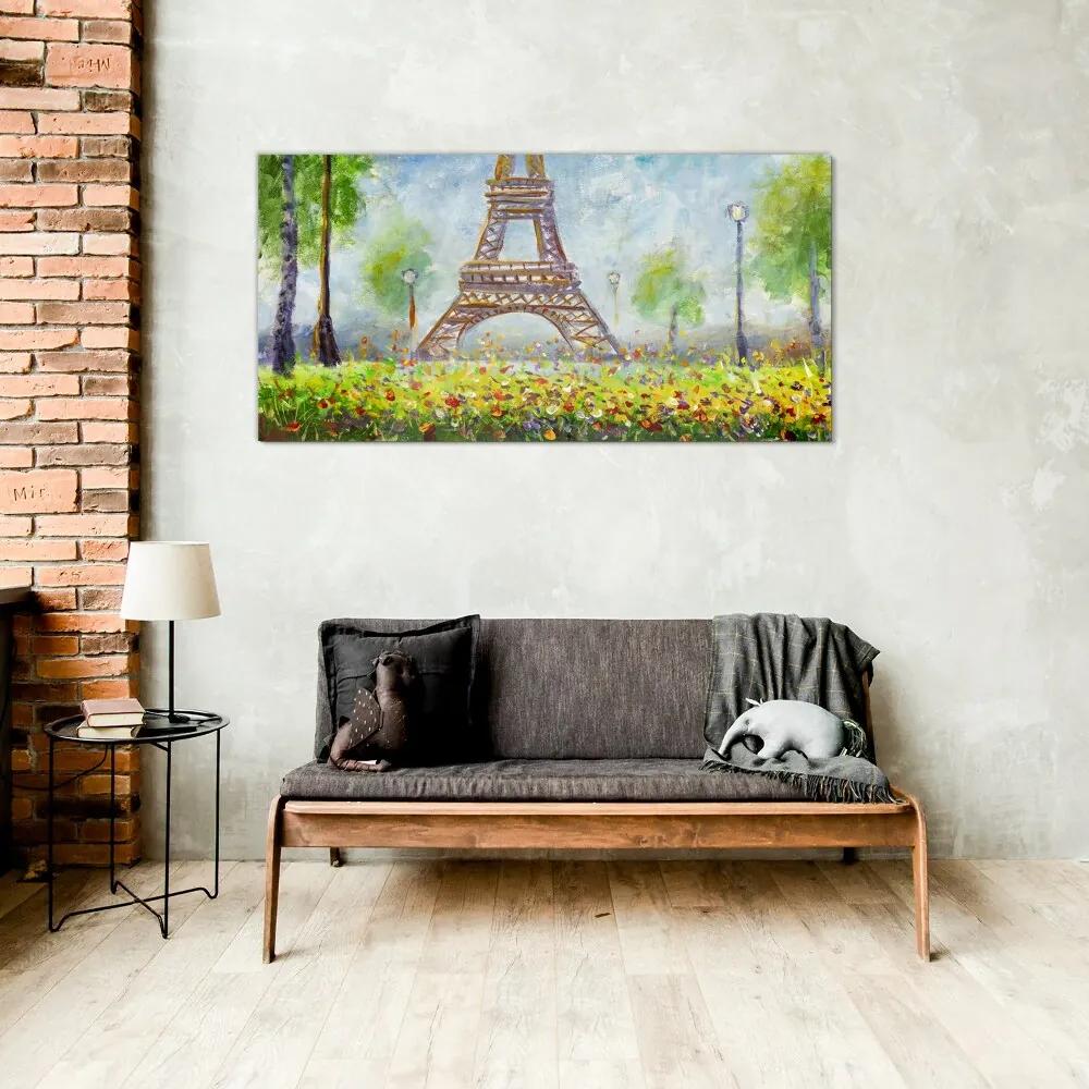 Obraz na skle Eiffelovej stromy stromy veža