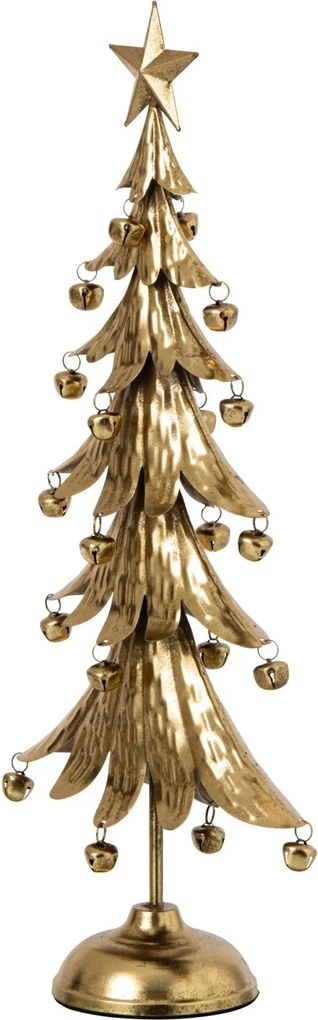 Zlatý kovový stromček s rolničkami Christmas Tree L - 25,5 * 11,5 * 56 cm