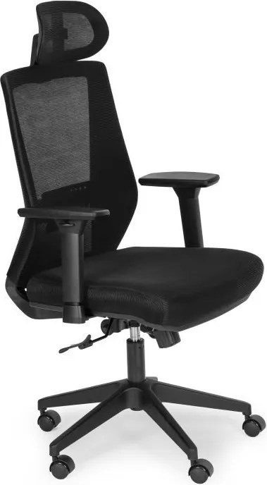 Otočná kancelárska stolička s tvarovaným operadlom a opierkou hlavy, nastaviteľná výška