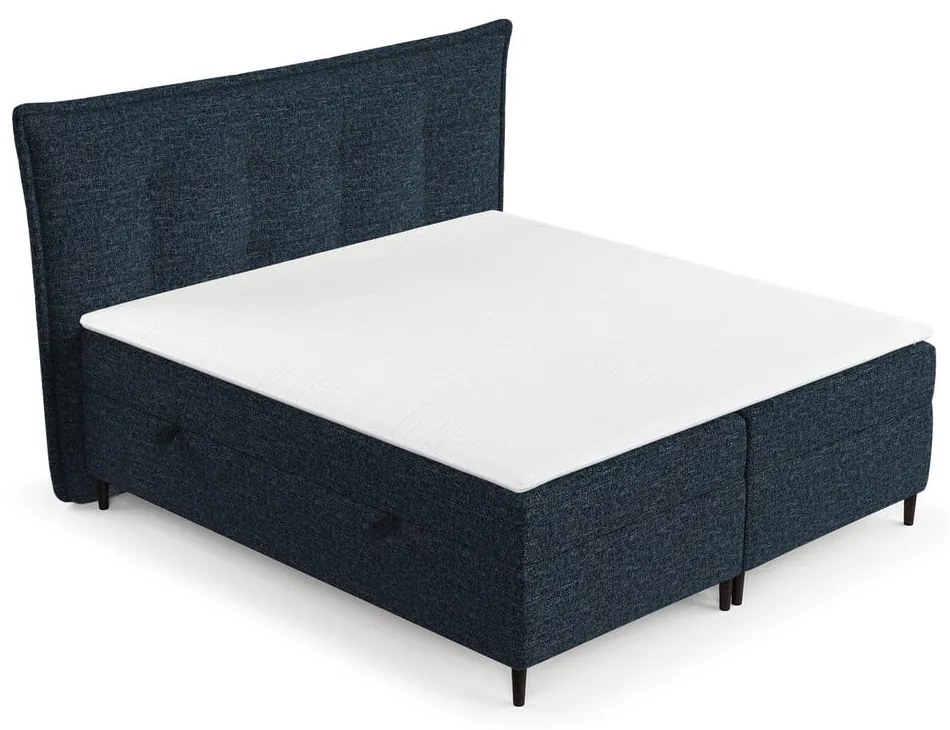 Tmavomodrá boxspring posteľ s úložným priestorom 160x200 cm Sinai – Maison de Rêve
