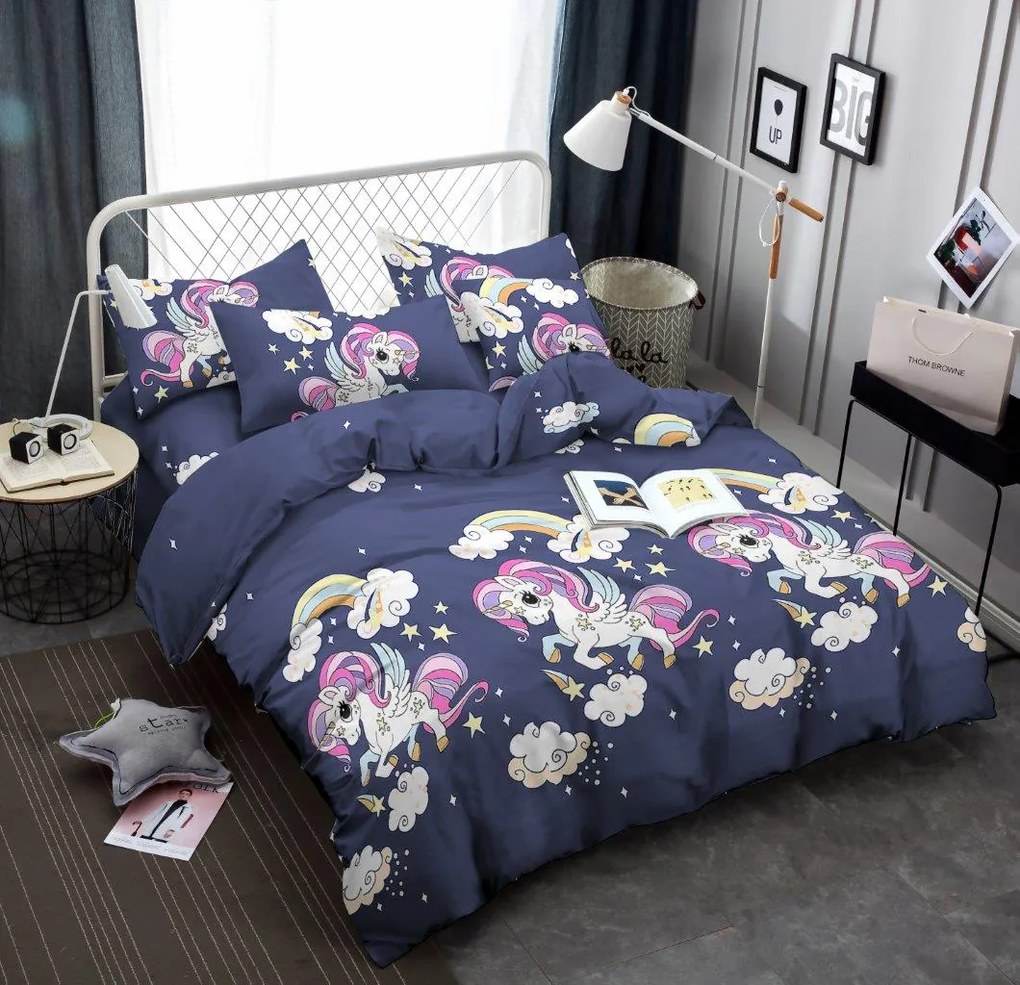 Detské obliečky z mikrovlákna UNICORN modré Rozmer obliečky: 70 x 80 cm | 140 x 200 cm