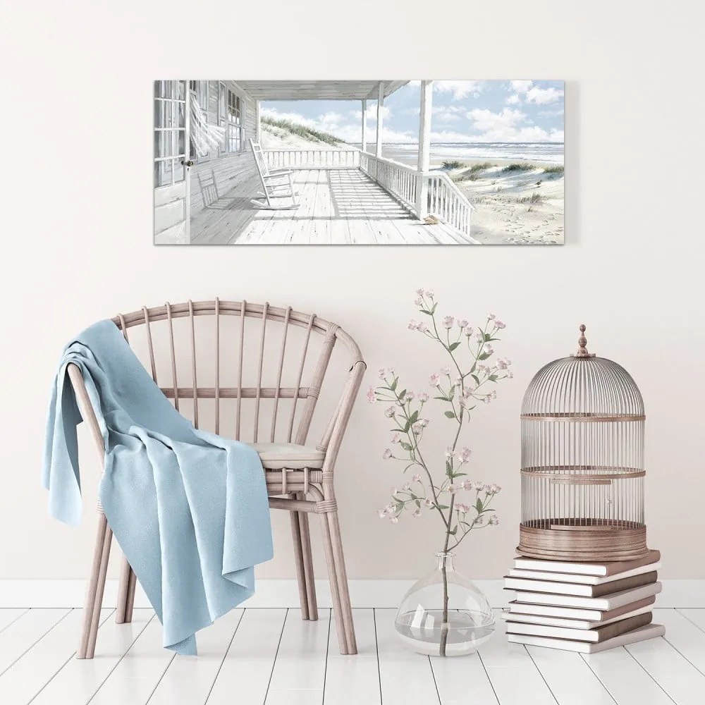 Obraz Styler Canvas Watercolor House On The Beach, 60 × 150 cm