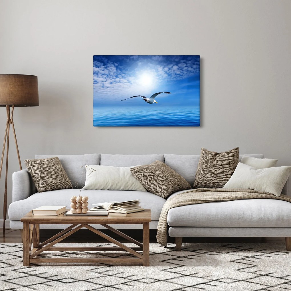 Obraz - Čajka nad morom (90x60 cm)