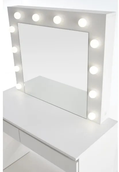 Toaletný stolík s LED osvetlením HOLLYWOOD 140x94 cm biela